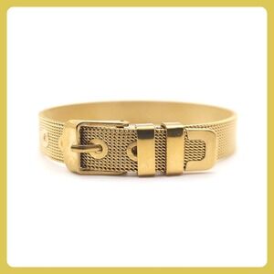 18K Gold Plated Stainless-Steel Mesh Buckle Bracelet Adjustable Unisex Stylish